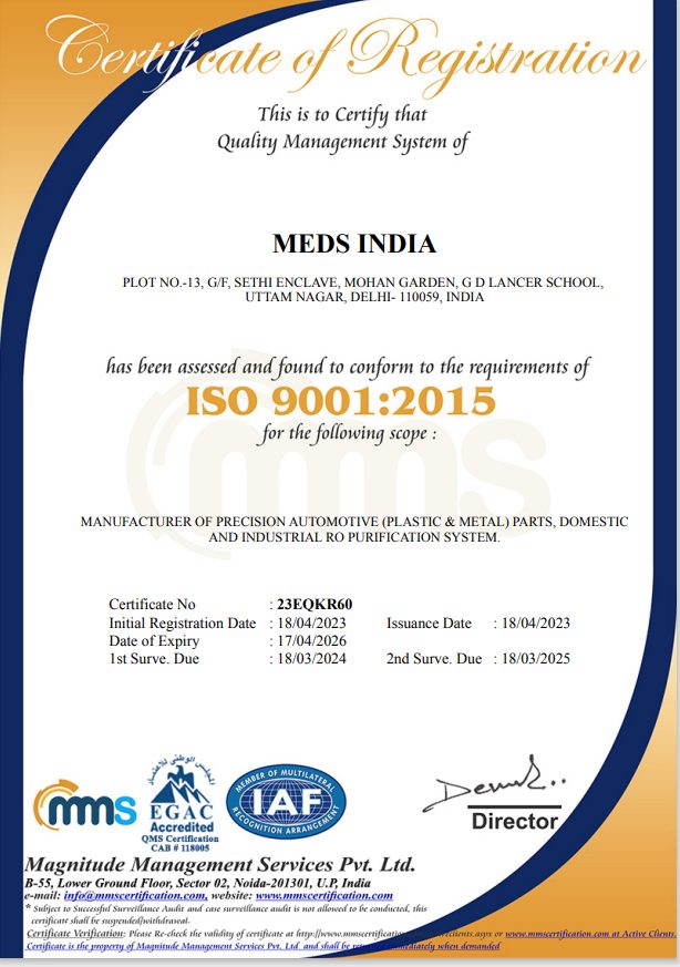 ISO 9001:2015 Certificate of Registration — MEDS India