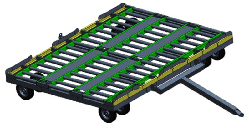 Custom fabricated cargo roller trolley for airport ground support